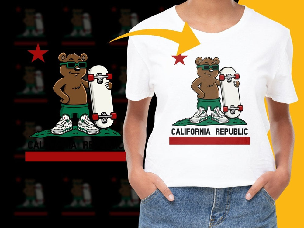 California Republic Bear with Skateboard PNG File - Teepew