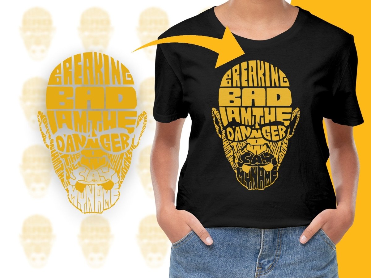 Caligrama Breaking Bad I Am The Danger Yellow Text PNG File - Teepew