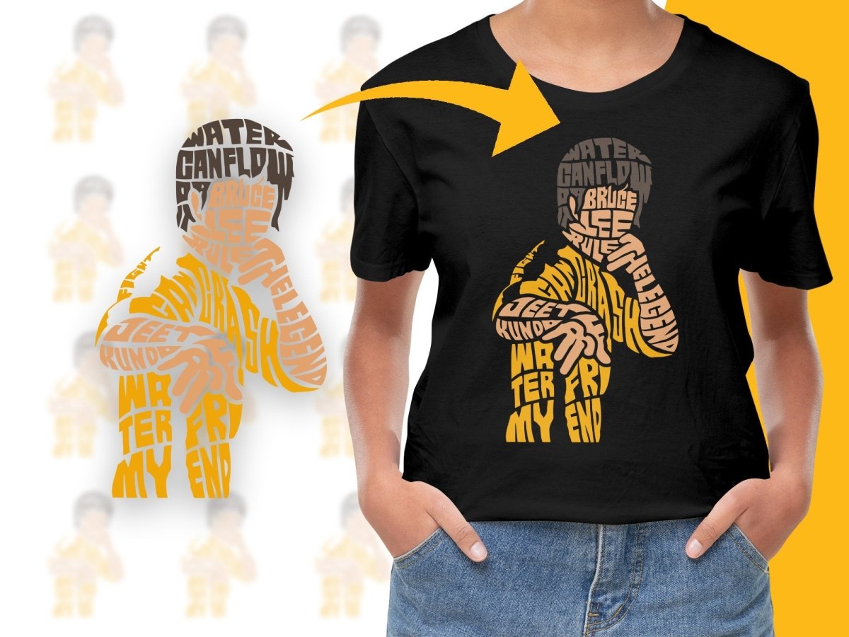 Caligrama Bruce Lee Water Can Flow Inspiring Quote PNG File - Teepew