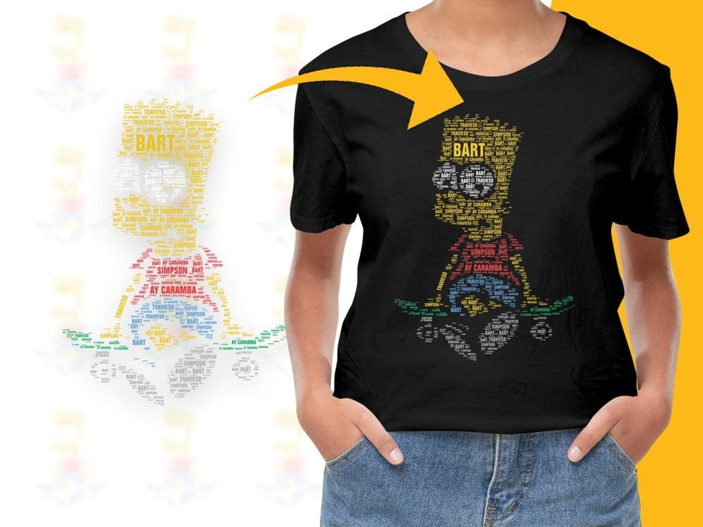 Caligrama Colorful Bart Simpson Ay Caramba Word Cloud PNG File - Teepew
