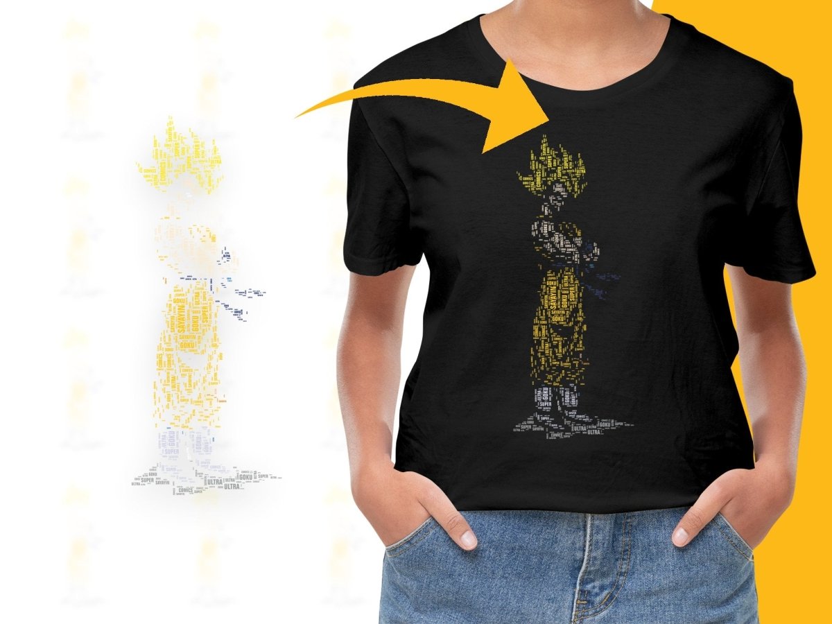 Caligrama Creative Word Art Dragon Ball Z Inspired Goku PNG File - Teepew