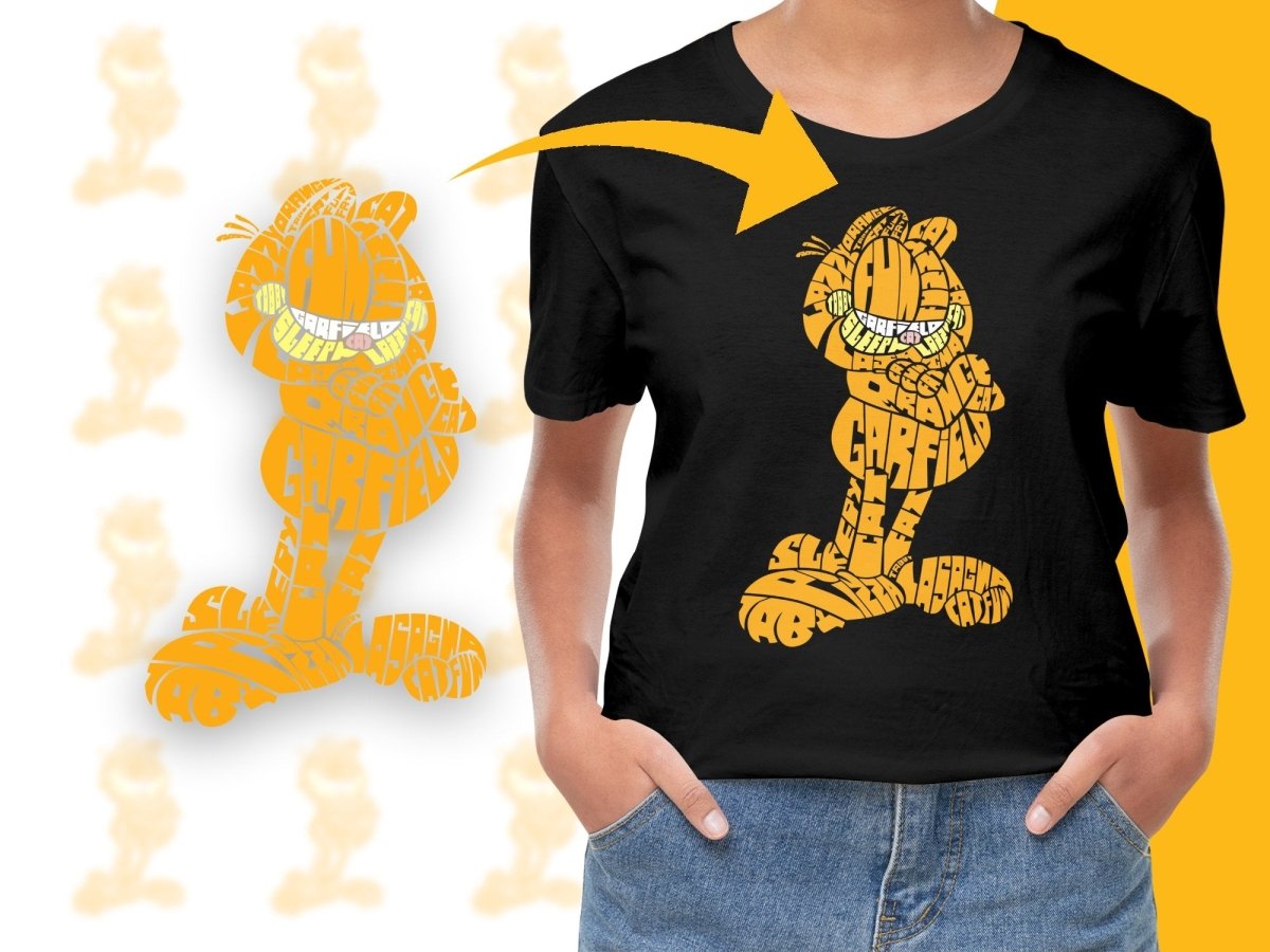 Caligrama Garfield Typography Art Featuring Fun and Orange Cat PNG File - Teepew