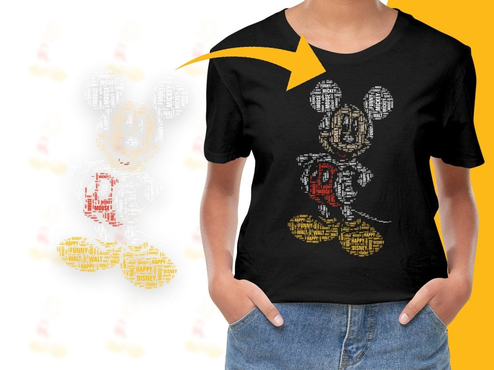 Caligrama Happy Walt Disney Mickey Mouse Funny Word Art PNG File - Teepew