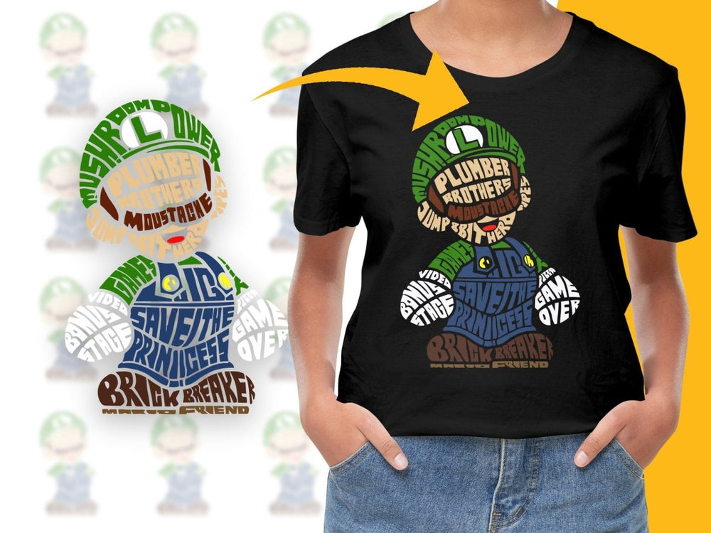 Caligrama Luigi Typography Gaming Themed PNG File - Teepew