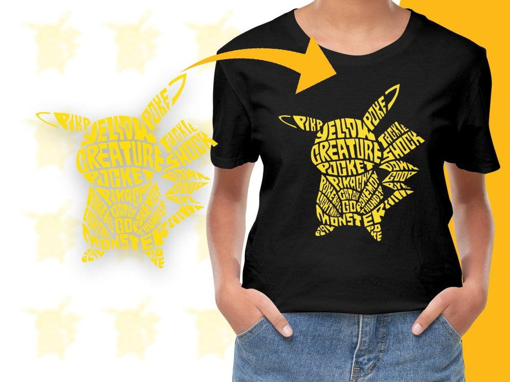 Caligrama Modern Yellow Creature Catch Em All PNG File - Teepew