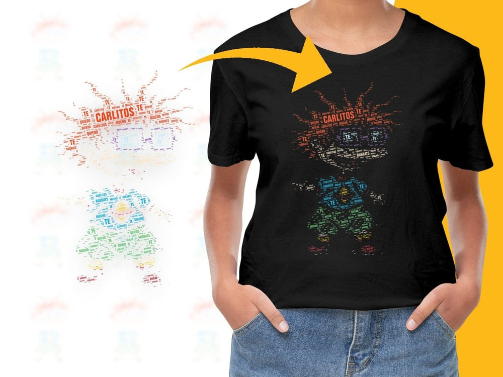 Caligrama Rugrats Carlitos Colorful Word Art PNG File - Teepew