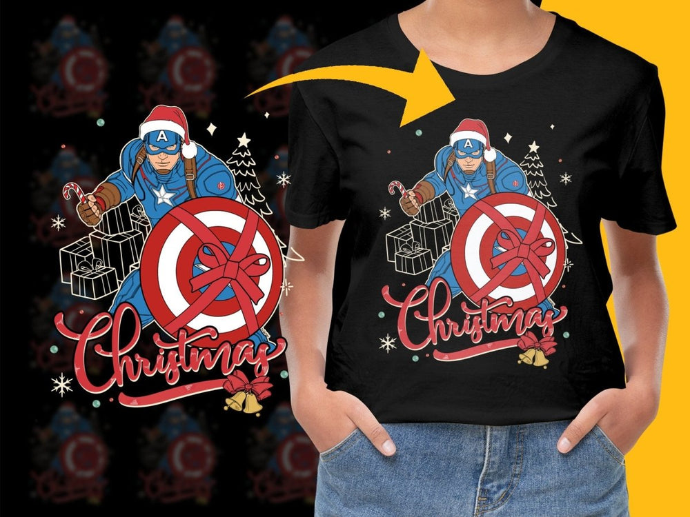Captain Christmas Superhero Red Shield Holiday PNG File - Teepew