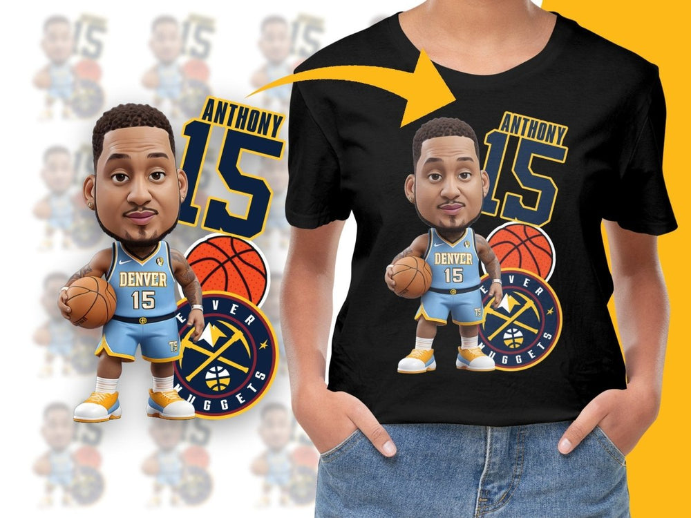 Carmelo Anthony Denver Nuggets Number 15 Basketball Cartoon Player PNG File - Teepew
