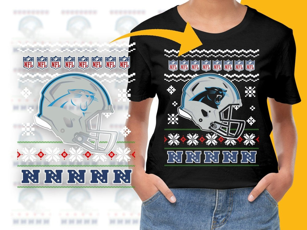 Carolina Panthers Helmet Christmas Sweater Design PNG File - Teepew