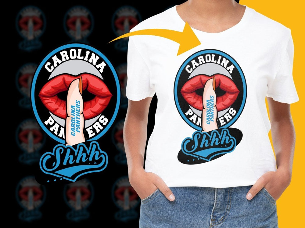 Carolina Panthers Shhh Lip Bite Graphic Print PNG File - Teepew