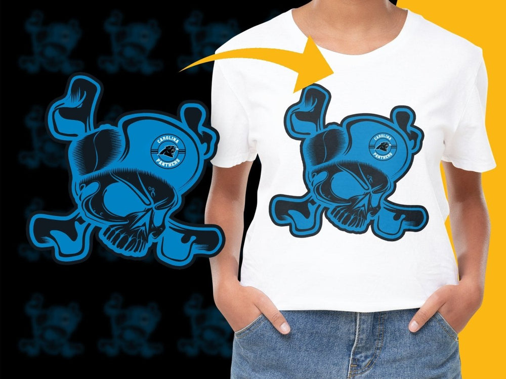 Carolina Panthers Skull and Crossbones Graphic PNG File - Teepew