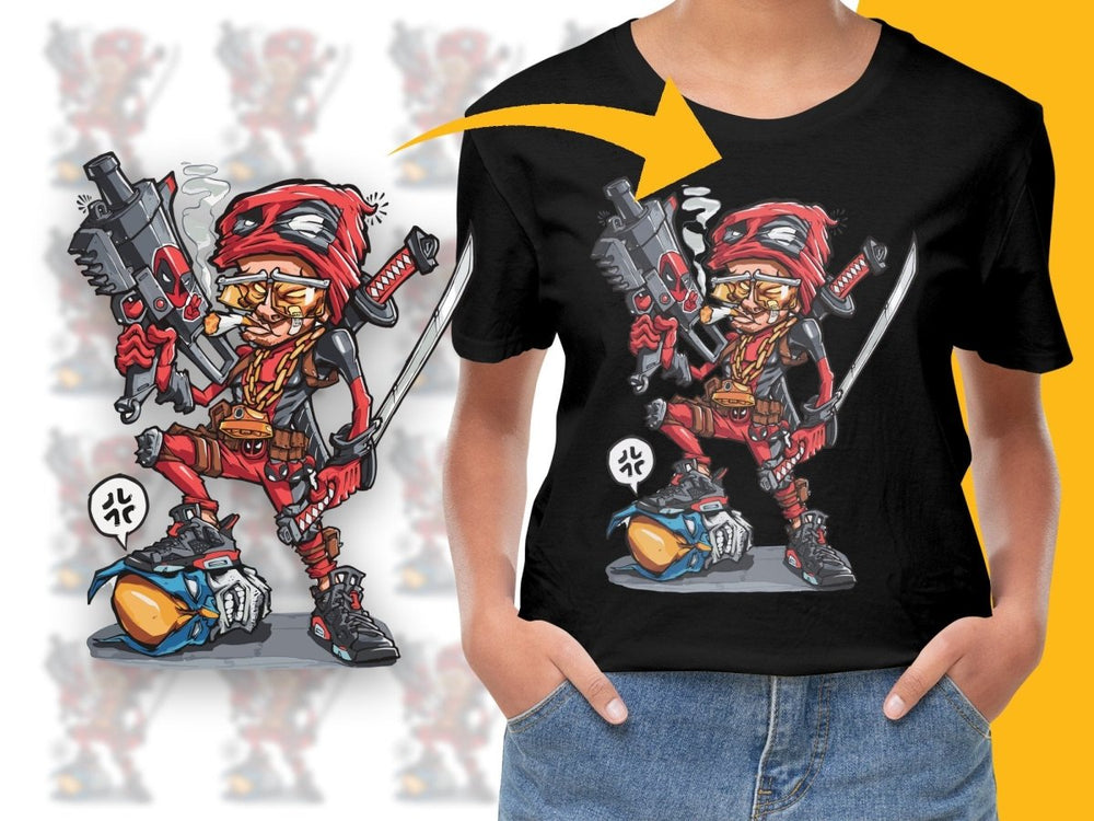 Cartoon Character with Gun and Sword PNG File - Teepew