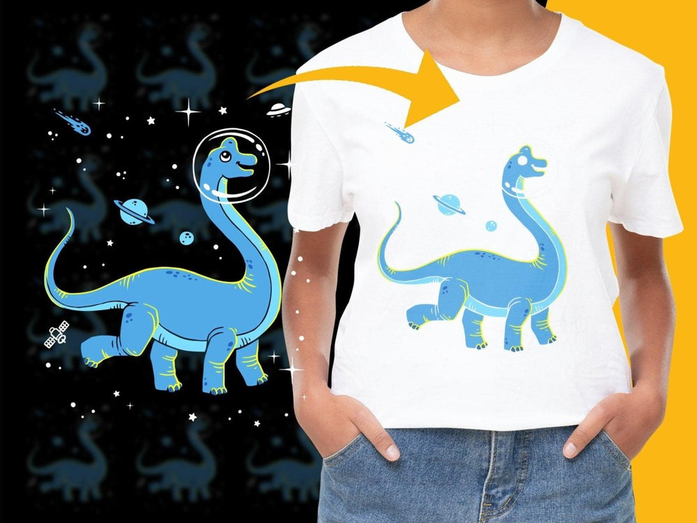 Cartoon Dinosaur Outer Space Themed Graphic PNG File - Teepew