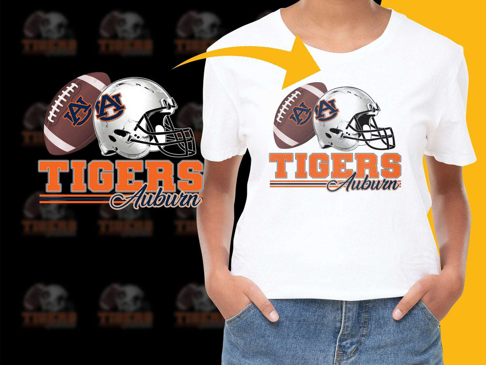 Auburn Tigers Football T-Shirt, Unisex College Sports Tee, Fan Apparel White Cotton Shirt