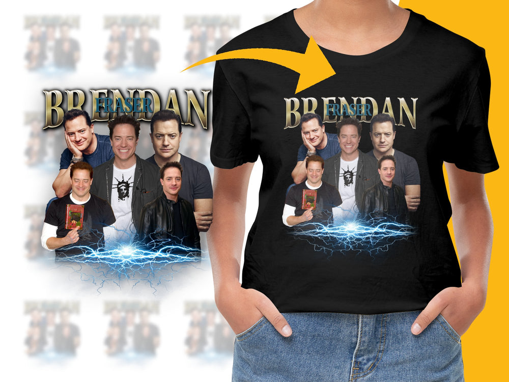 Brendan Fraser Tribute T-Shirt, Graphic Tee with Movie Collage, Actor Fan Gift, Casual Unisex Apparel