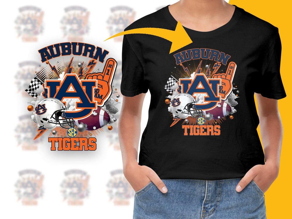 Auburn University Tigers T-Shirt, SEC Football Graphic Tee, Fan Apparel, Sports Memorabilia, College Gear, Black Cotton Shirt