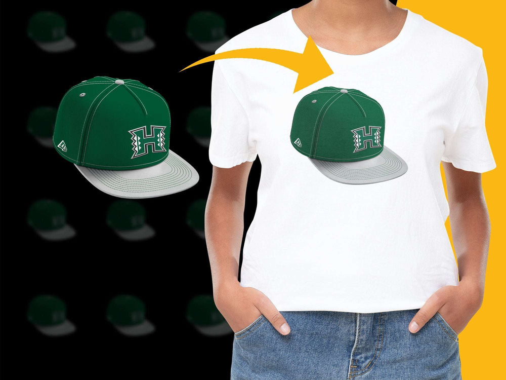 Green and White Team Logo Cap and Matching T-Shirt Set, Sports Fan Apparel