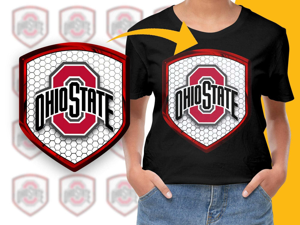 Ohio State Logo T-Shirt, Red and Gray Athletic Wear, College Sports Fan Apparel, Casual Graphic Tee