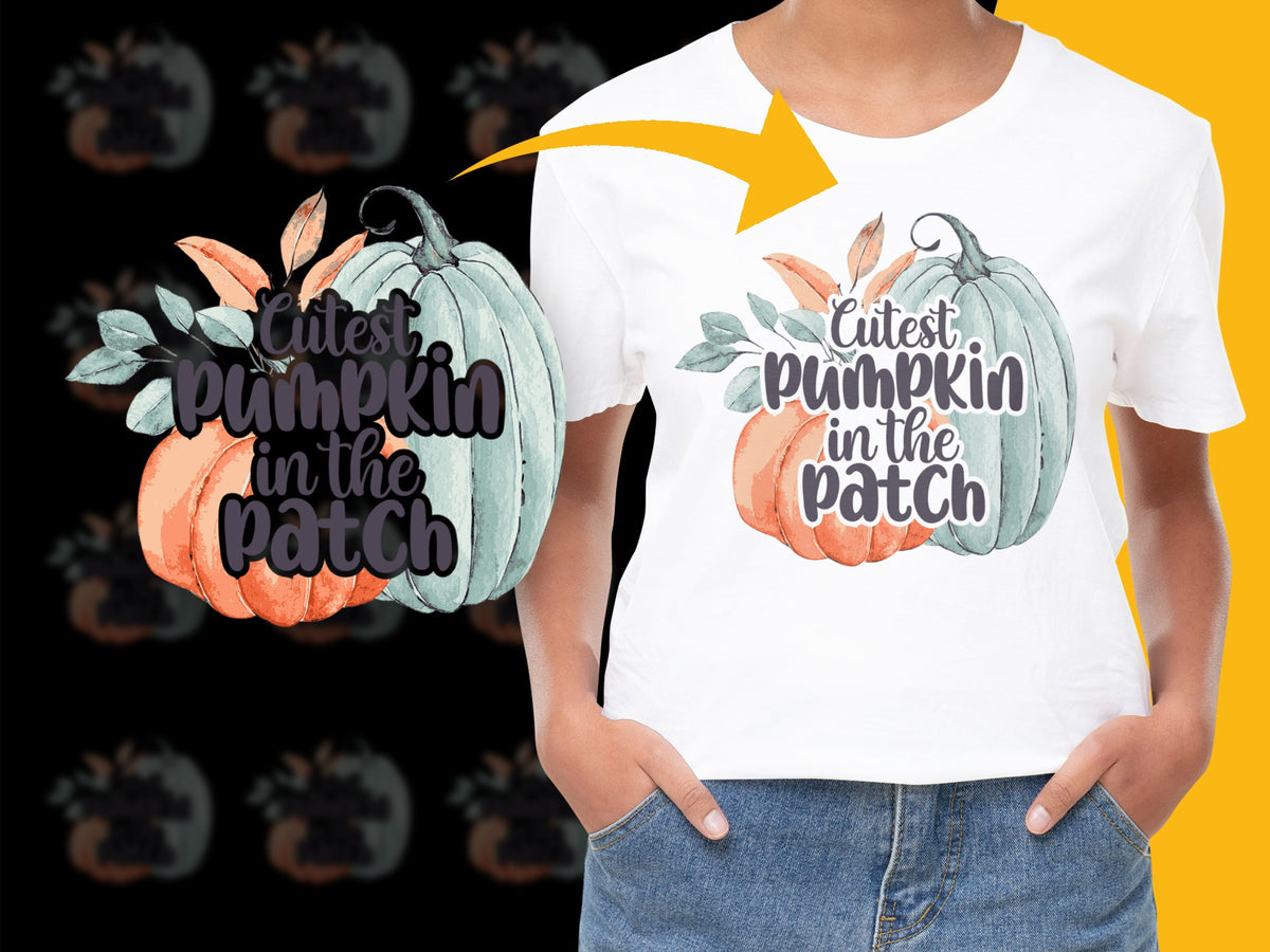 Cute Pumpkin in the Patch T-Shirt, Autumn Pumpkin Graphic Tee, Fall Fashion Top for Women
