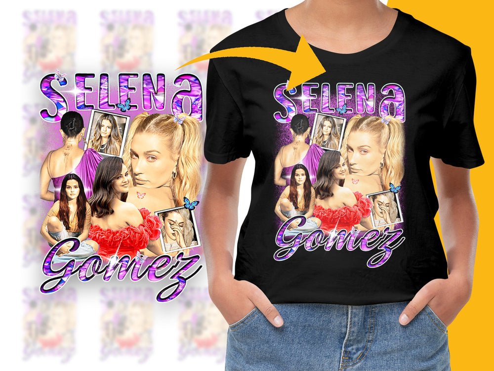Selena Gomez Fan T-Shirt, Pop Star Graphic Tee, Music Artist Merchandise, Vibrant Photo Collage Shirt