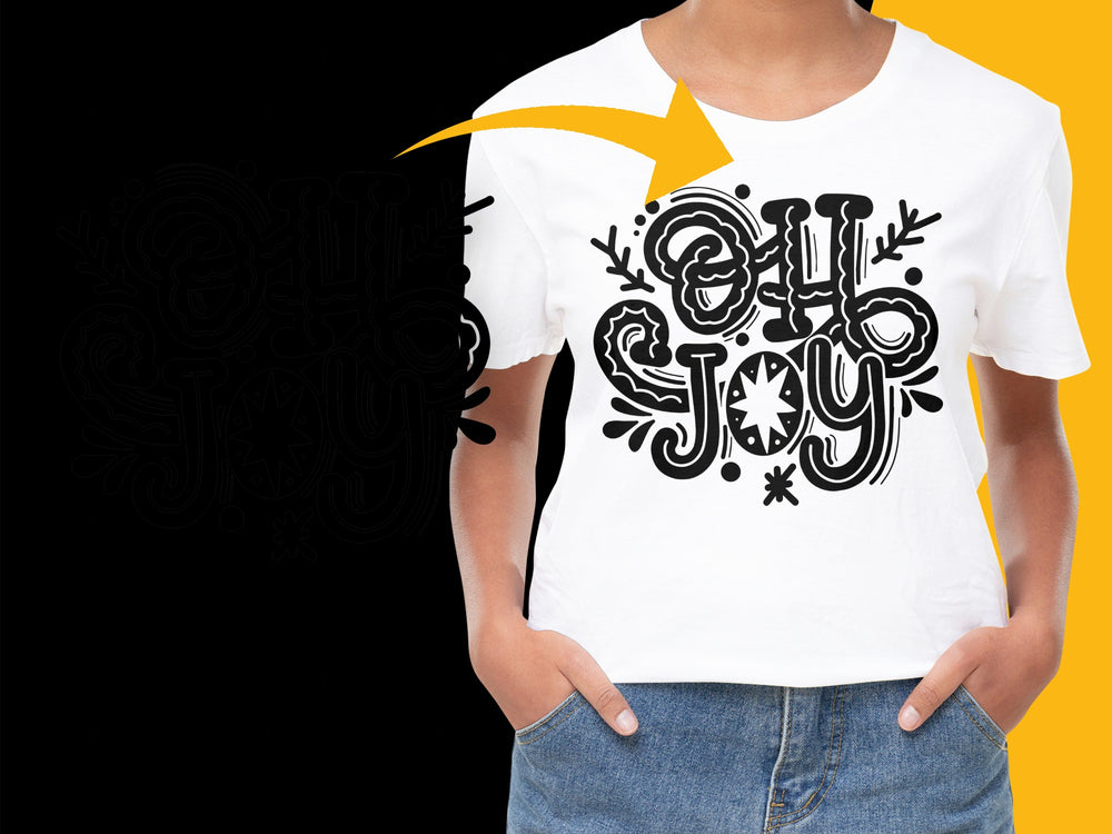 Oh Joy Graphic T-Shirt, White Tee with Black Lettering, Casual Cotton Shirt, Unisex Top for All Ages, Trendy Design T-Shirt