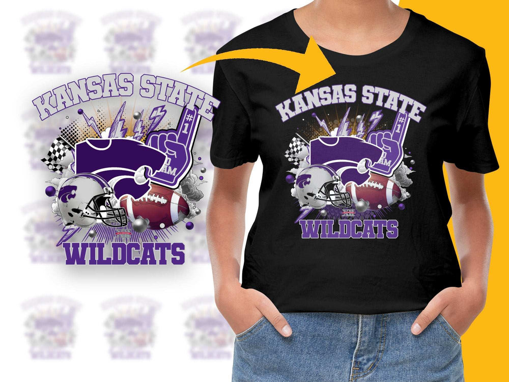 Kansas State Wildcats T-Shirt, Purple and Black Graphic Tee, College Football Apparel, Sports Fan Gear