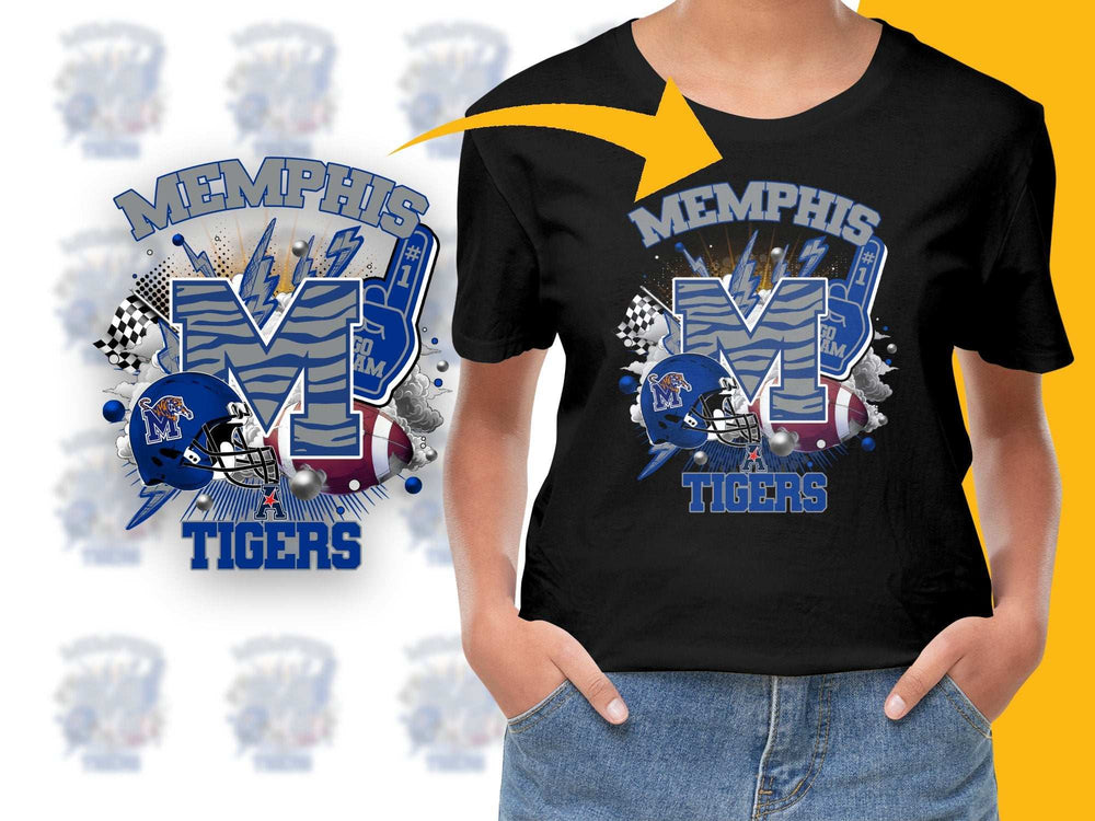 Memphis Tigers Graphic T-Shirt, College Sports Team Apparel, Fan Black Tee