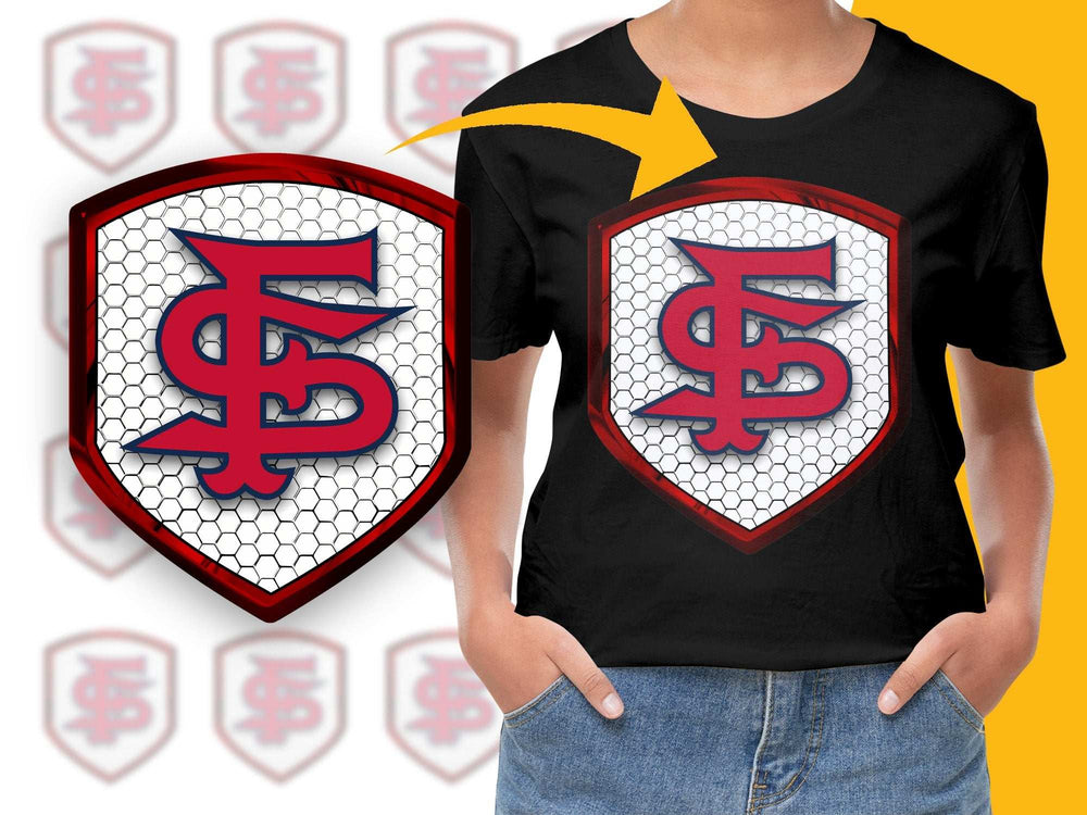 Stylish Black T-Shirt with Red and White Logo, Unisex Graphic Tee, Casual Sporty Apparel, Trendy Design Top