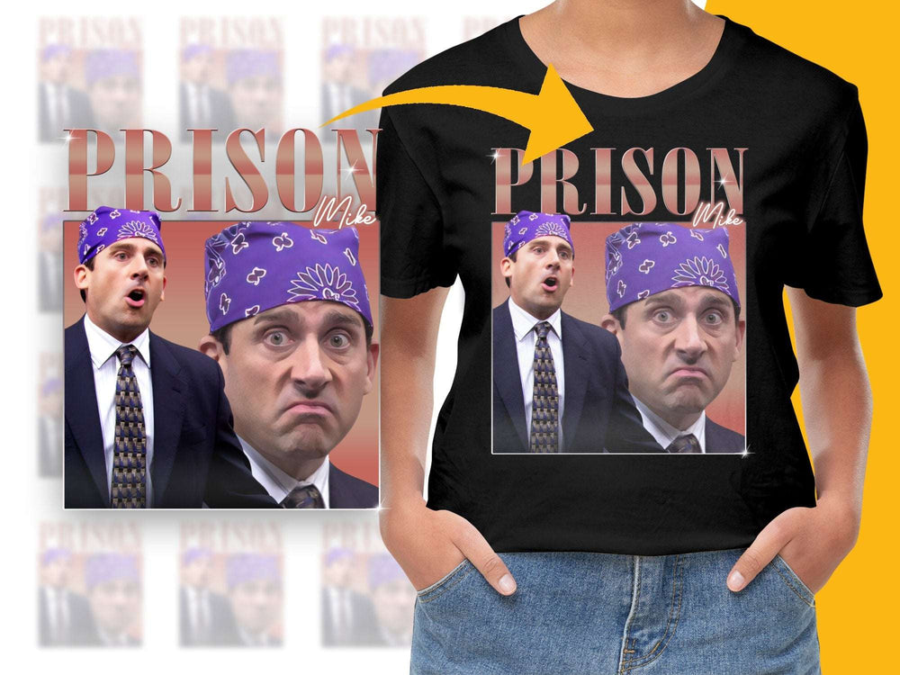 Funny Office TV Show T-Shirt, Prison Mike Graphic Tee, Comedy Series Fan Gift, Unisex Black Cotton Shirt