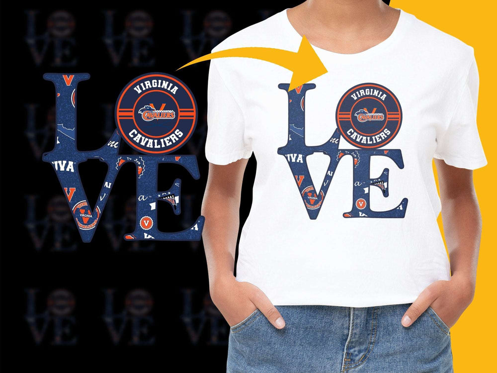 Virginia Cavaliers Love Graphic T-Shirt, UVA College Sports Fan Apparel, Unisex White Tee