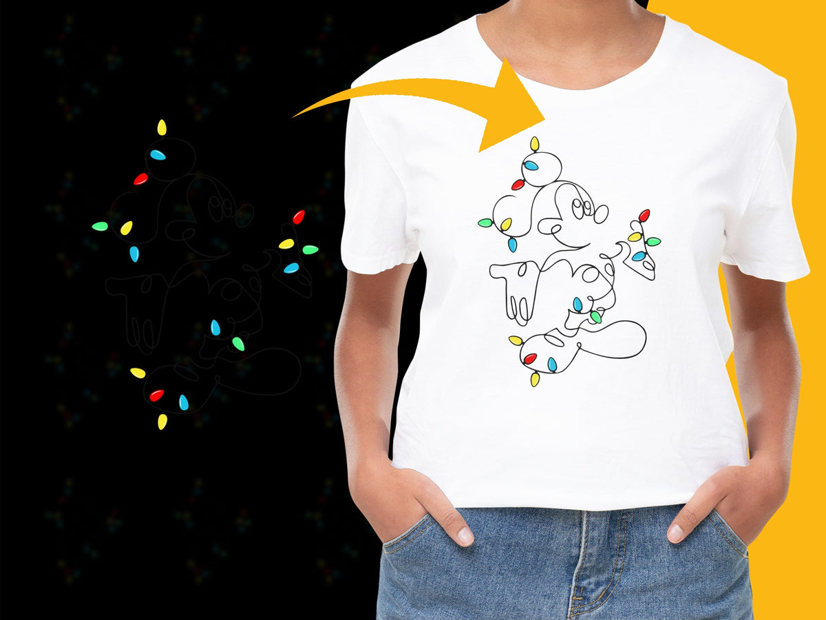 Women's White T-Shirt with Colorful Abstract Line Art Design, Casual Cotton Tee, Modern Graphic Top