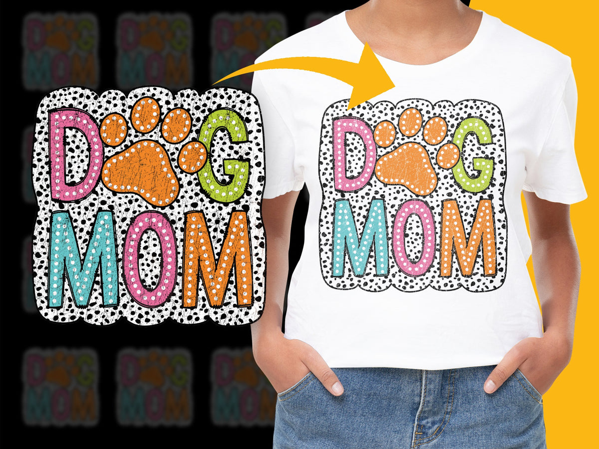 Colorful Dog Mom T-Shirt, Pet Lover Gift, Animal Paw Print, Women's Casual Wear, Summer Fashion Top, Cute Dog Owner Tee