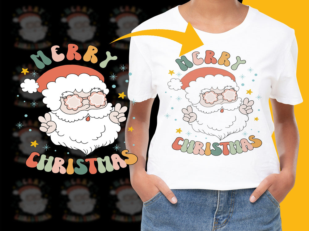 Merry Christmas Santa T-Shirt, Festive Holiday Graphic Tee, Kids and Adults Casual Wear