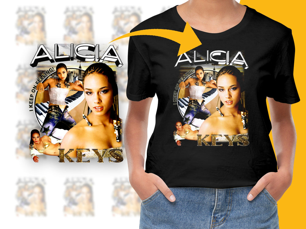 Alicia Keys Graphic T-Shirt, Vintage Style Pop Music Tee, Premium Quality Cotton Shirt, Gift for Music Lovers