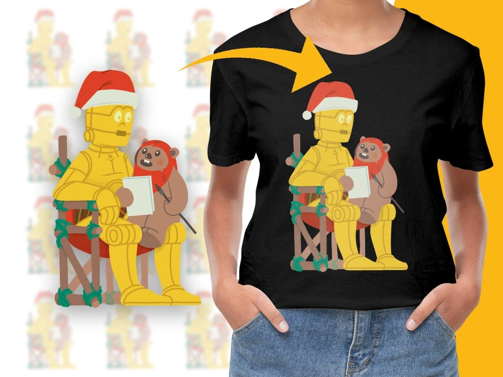 Celebrate Christmas with C - 3PO and Ewok Graphic PNG File - Teepew