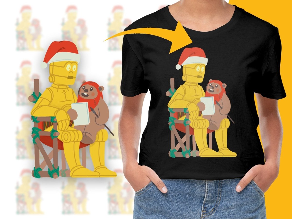 Celebrate Christmas with C - 3PO and Ewok Graphic PNG File - Teepew