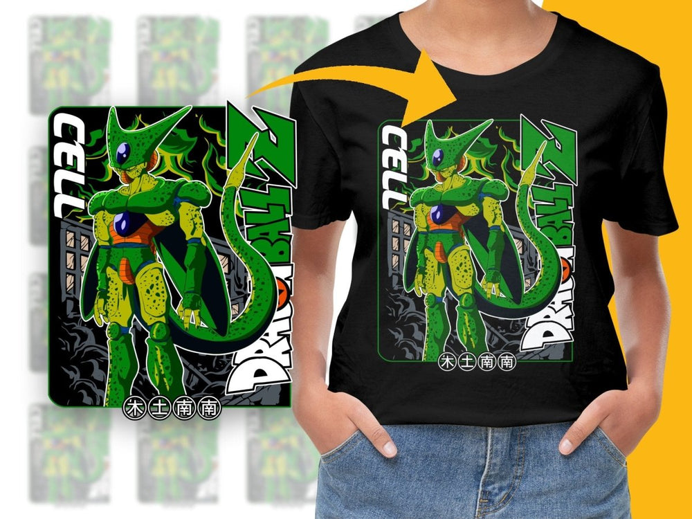 Cell from Dragon Ball Z Design Graphic PNG File - Teepew
