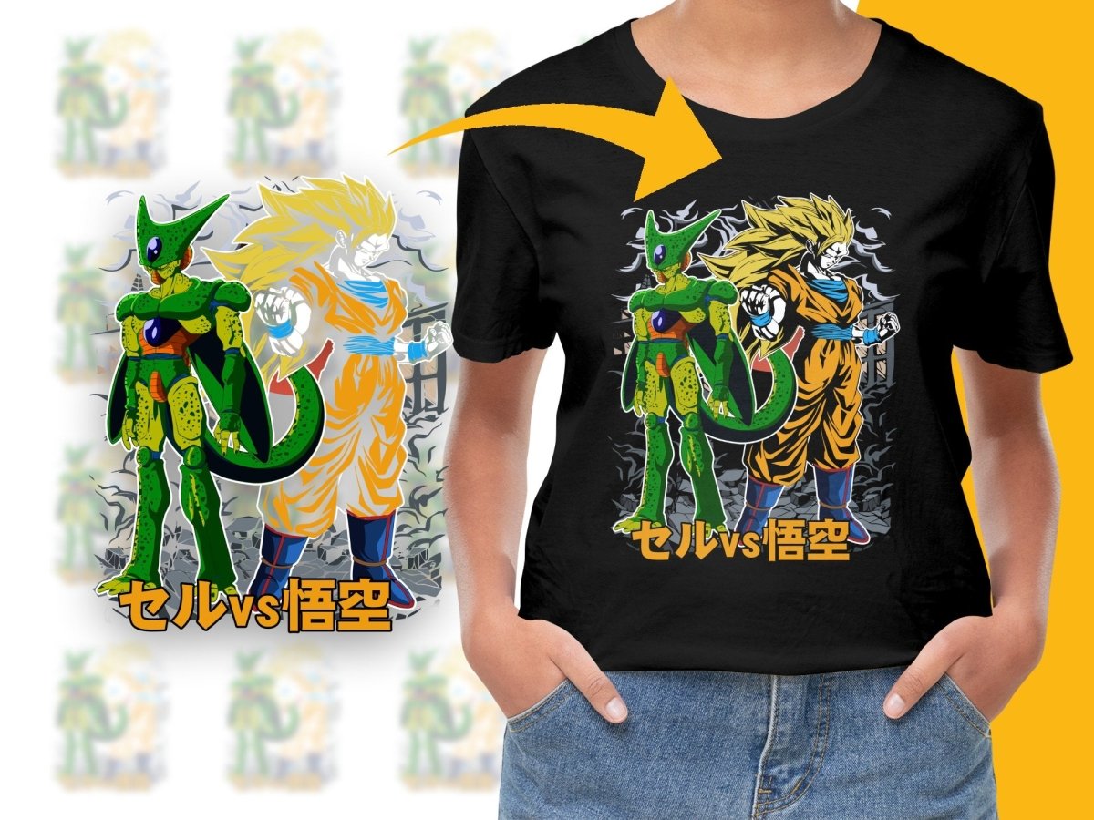 Cell vs Goku Anime Showdown Graphic PNG File - Teepew