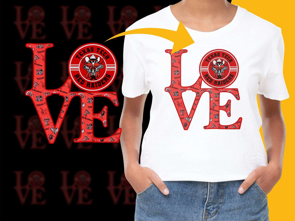 Texas Tech Love T-Shirt, Red Raiders College Sports Fan Apparel, Casual Unisex White Tee