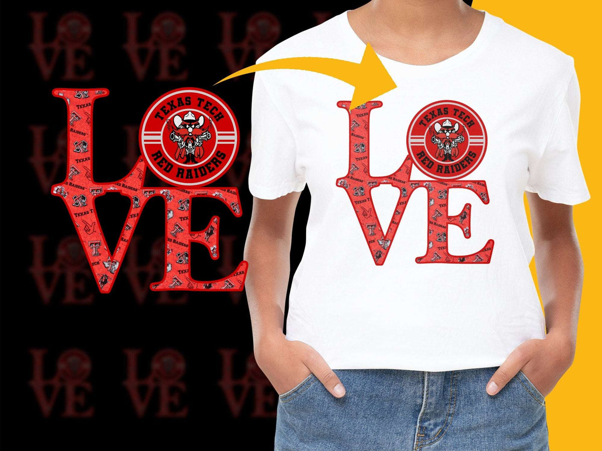 Texas Tech Love T-Shirt, Red Raiders College Sports Fan Apparel, Casual Unisex White Tee