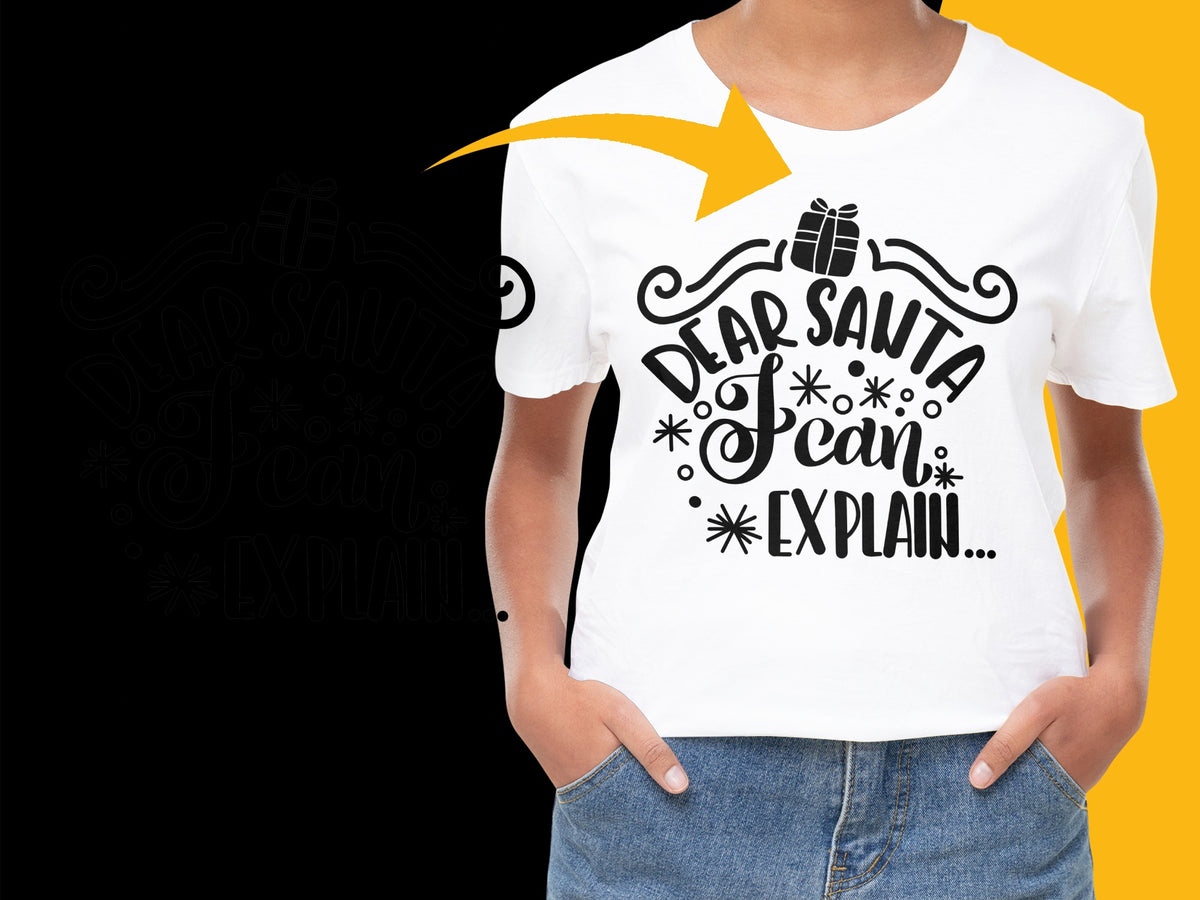 Dear Santa I Can Explain Funny Christmas T-Shirt, Holiday Graphic Tee, Festive White Shirt for All Ages