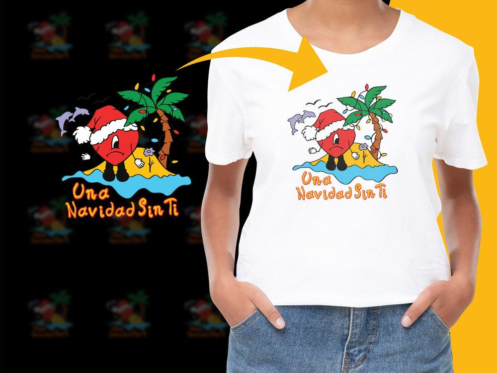 Tropical Christmas T-Shirt, Funny Santa Beach Holiday Tee, Una Navidad Sin Ti Graphic Shirt
