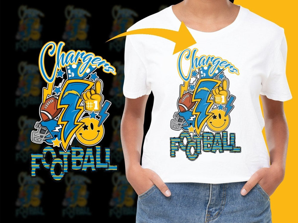 Chargers Football Graphic Design PNG File - Teepew