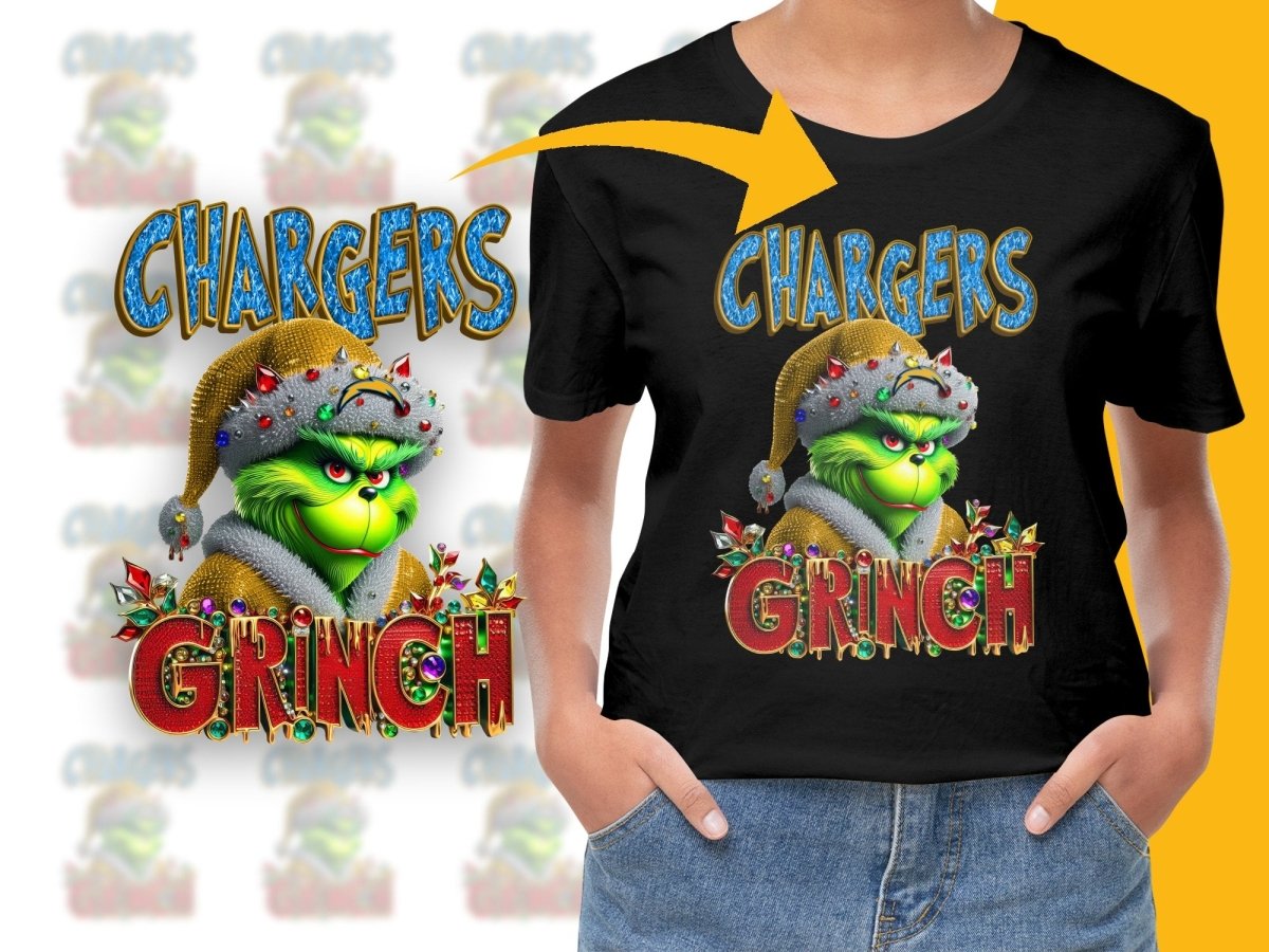 Chargers Grinch Christmas Themed Holiday PNG File - Teepew