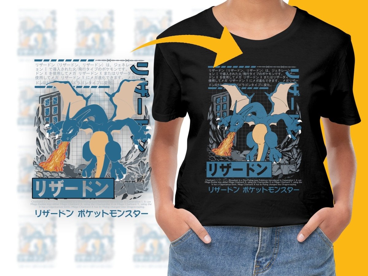 Charizard Anime Graphic Cozy Blue PNG File - Teepew