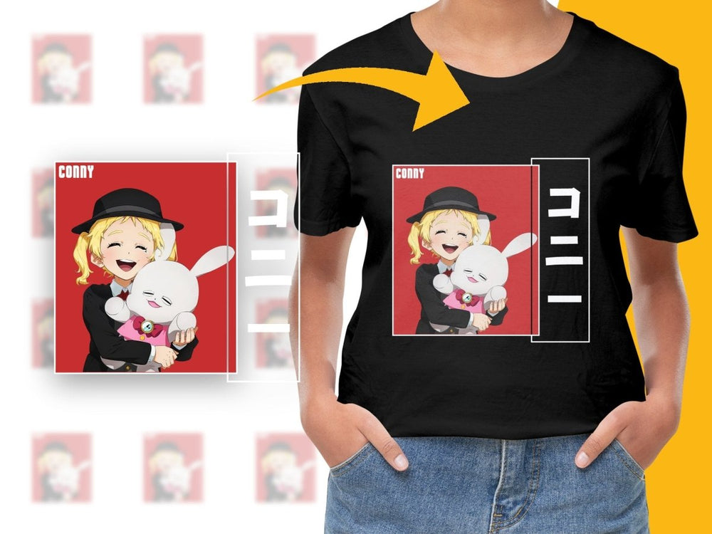Cheerful Anime Character Conny with Cute Bunny Digital - Teepew