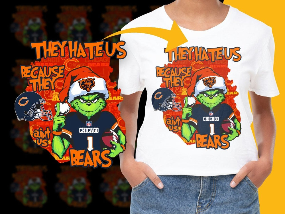 Chicago Bears Grinch Character They Hate Us PNG File - Teepew