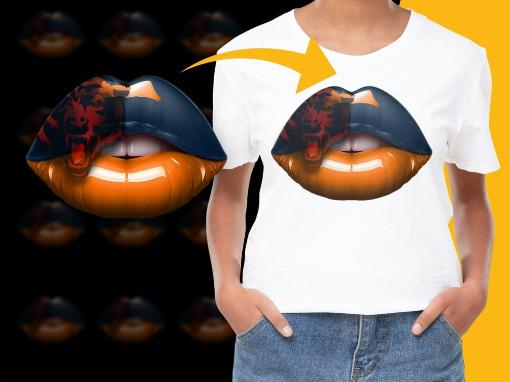 Chicago Bears Inspired Lip Art Design PNG File - Teepew