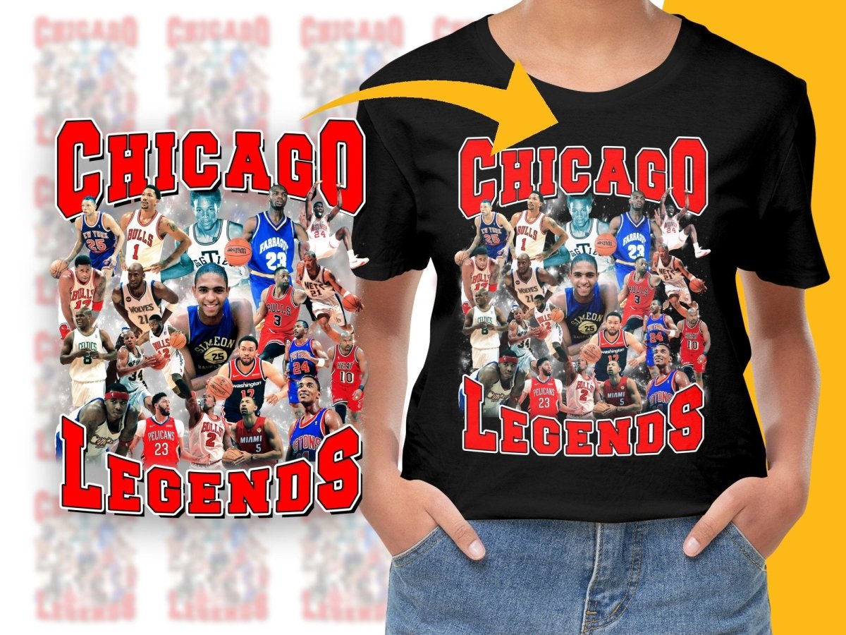 Chicago Bulls Legends Iconic Basketball Players Bootleg PNG File - Teepew