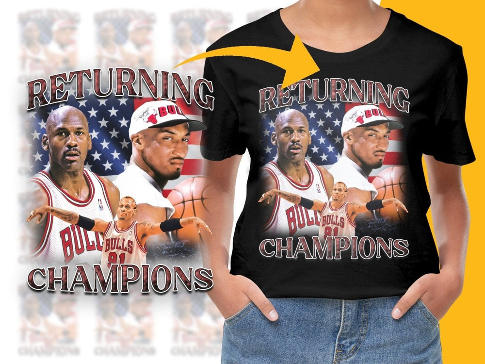 Chicago Bulls Returning Champions Basketball Legends Bootleg Design PNG File - Teepew